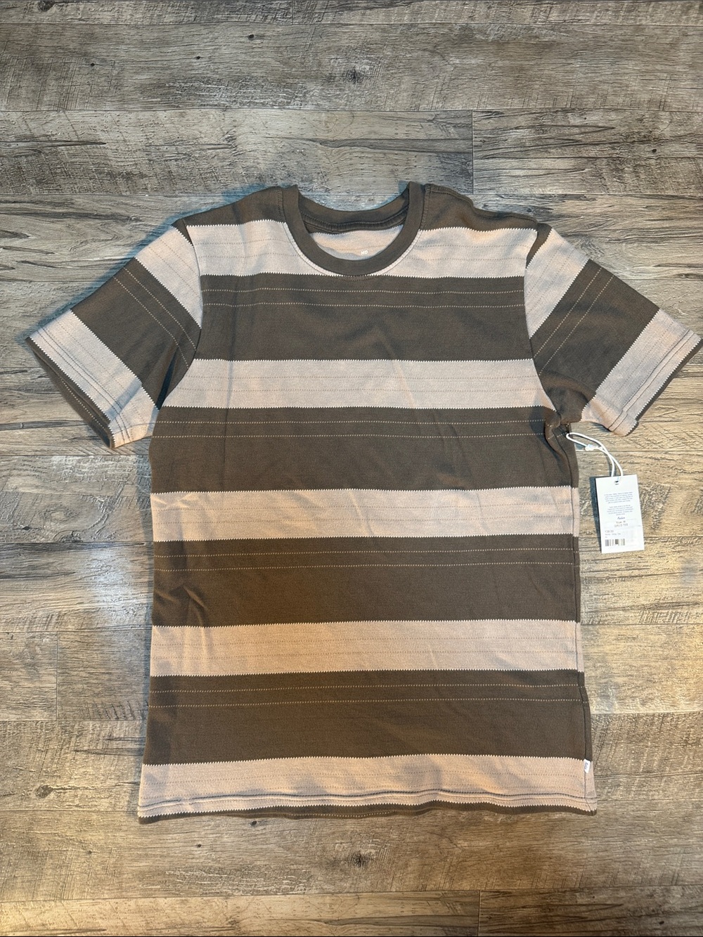 NWT Katin Men's “Greg Tee” Green & Tan Striped Short-Sleeve Tee - Size M